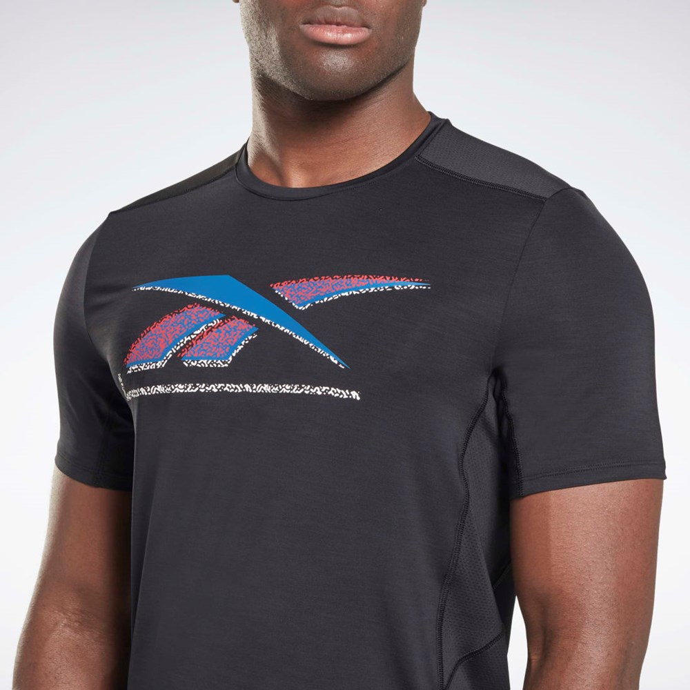 Reebok ACTIVCHILL Grafiske Athlete T-Shirt Svarte | WEDFKO-806