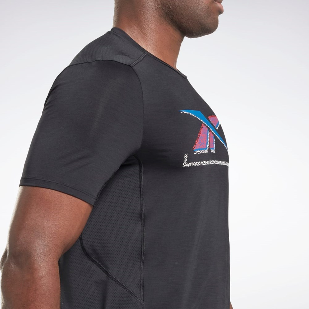 Reebok ACTIVCHILL Grafiske Athlete T-Shirt Svarte | WEDFKO-806