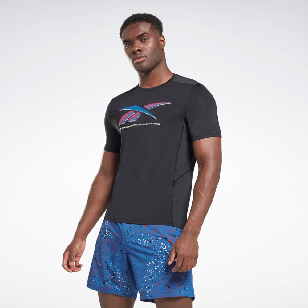 Reebok ACTIVCHILL Grafiske Athlete T-Shirt Svarte | WEDFKO-806