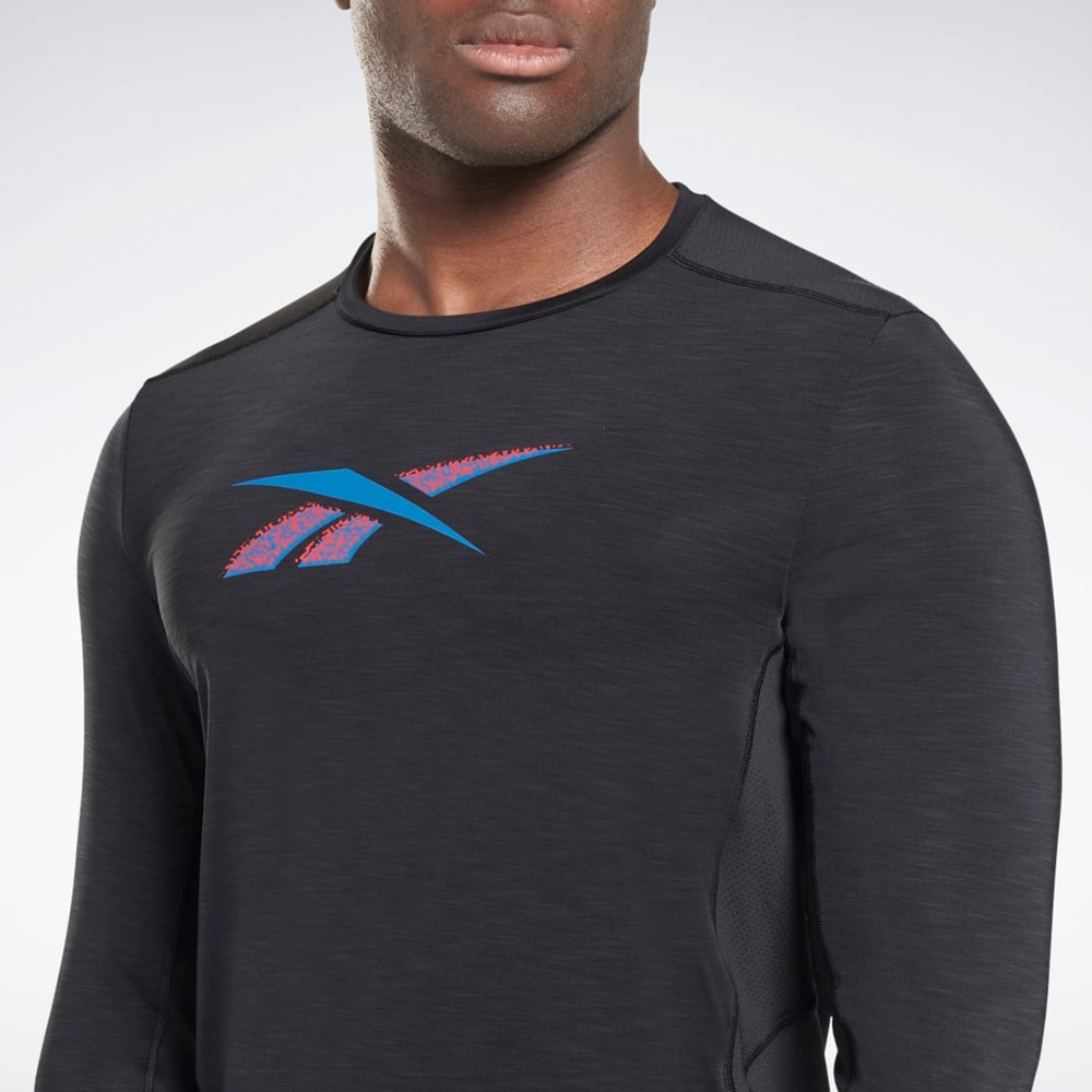 Reebok ACTIVCHILL Long Sleeve Athlete T-Shirt Svarte | DCEZWL-690