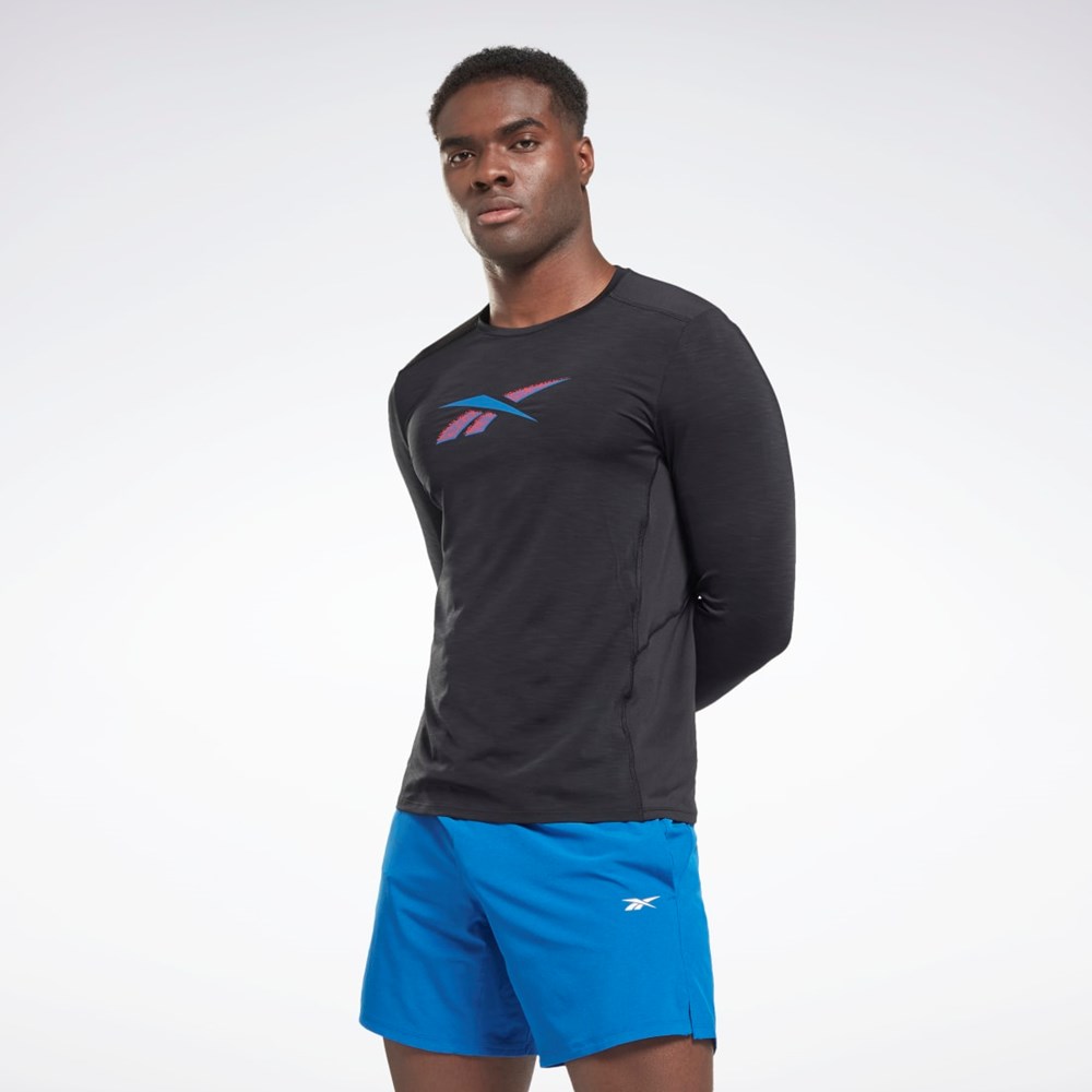 Reebok ACTIVCHILL Long Sleeve Athlete T-Shirt Svarte | DCEZWL-690