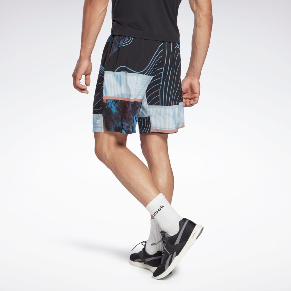 Reebok Austin Allover Print Shorts Svarte | KXYLTZ-148