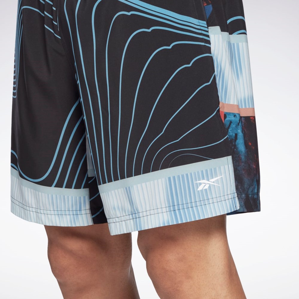 Reebok Austin Allover Print Shorts Svarte | KXYLTZ-148