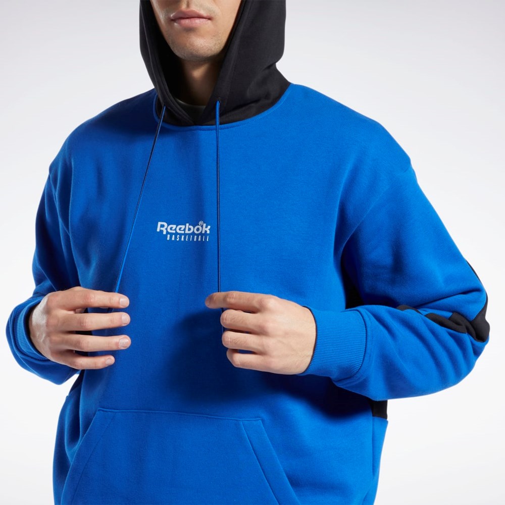 Reebok Basketball Back Vector Fleece Hoodie Blå | IHQDJT-752