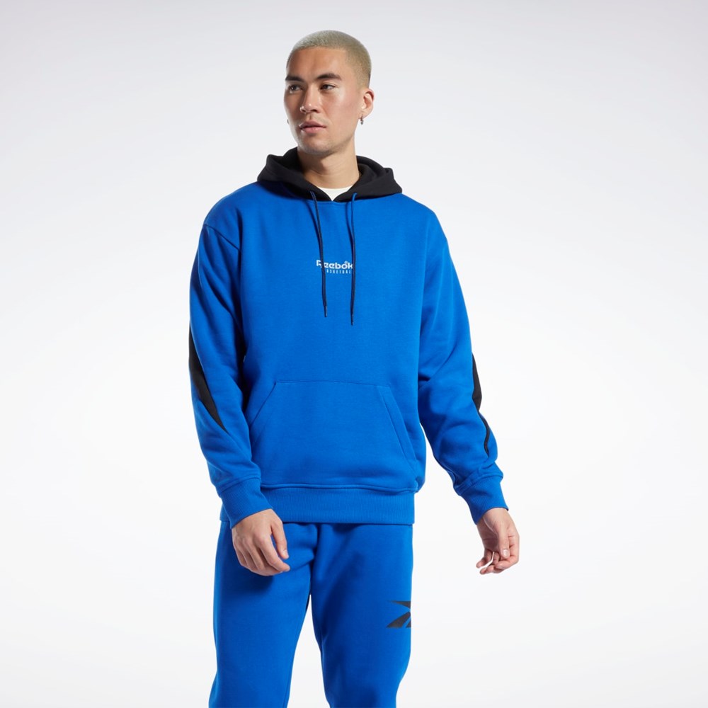 Reebok Basketball Back Vector Fleece Hoodie Blå | IHQDJT-752