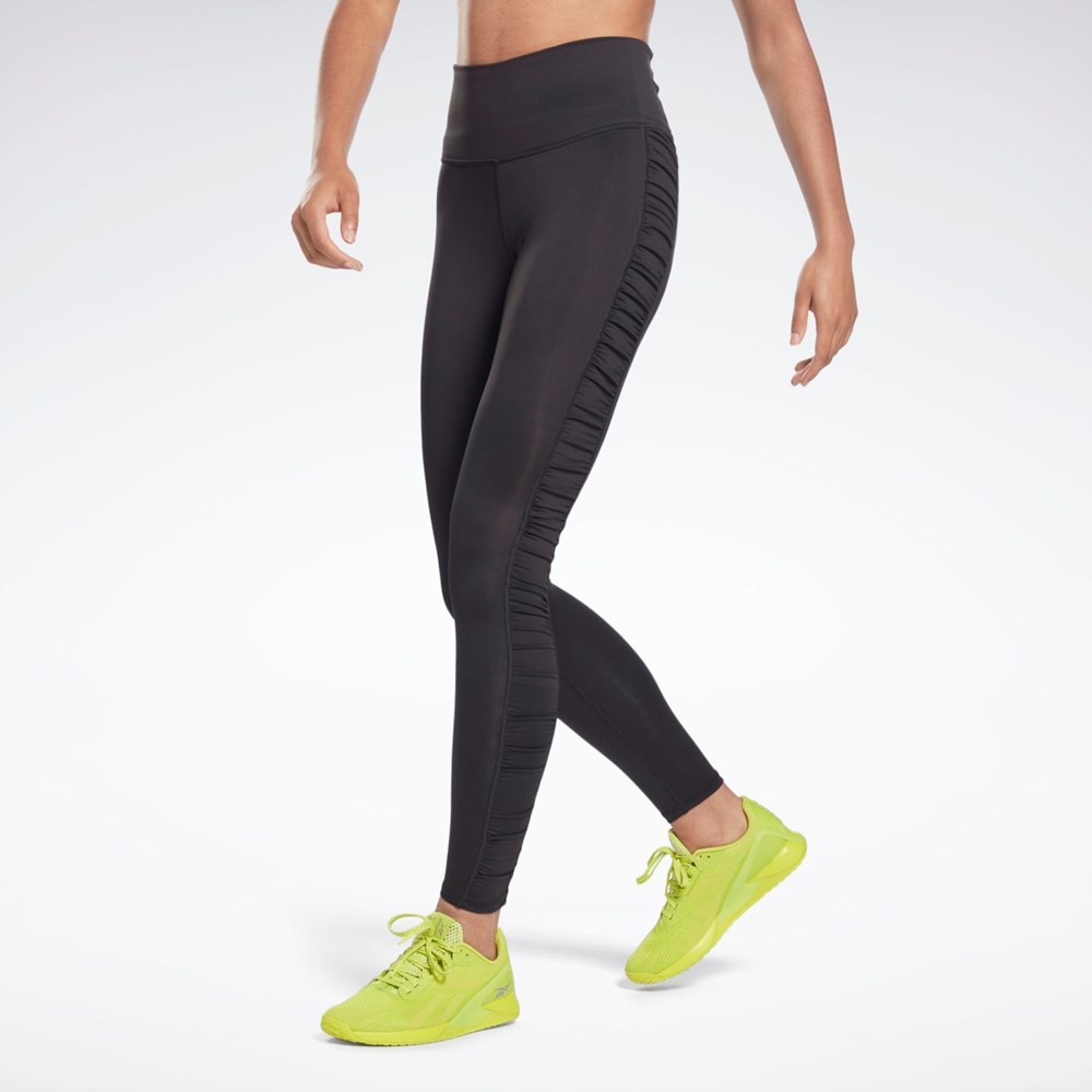 Reebok Bold High-Waisted Ruched Tights Svarte | LEABDT-382