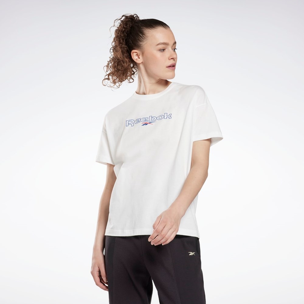 Reebok Brand T-Shirt Hvite | OVCEXA-614