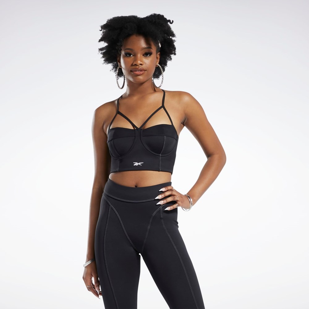 Reebok Cardi B Bralette Svarte Hvite | ENKJDV-540