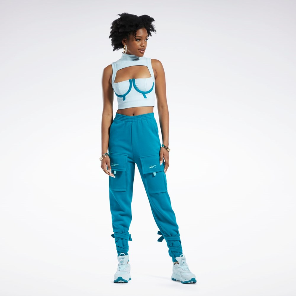 Reebok Cardi B Crop Top Blå | OZDEXC-379