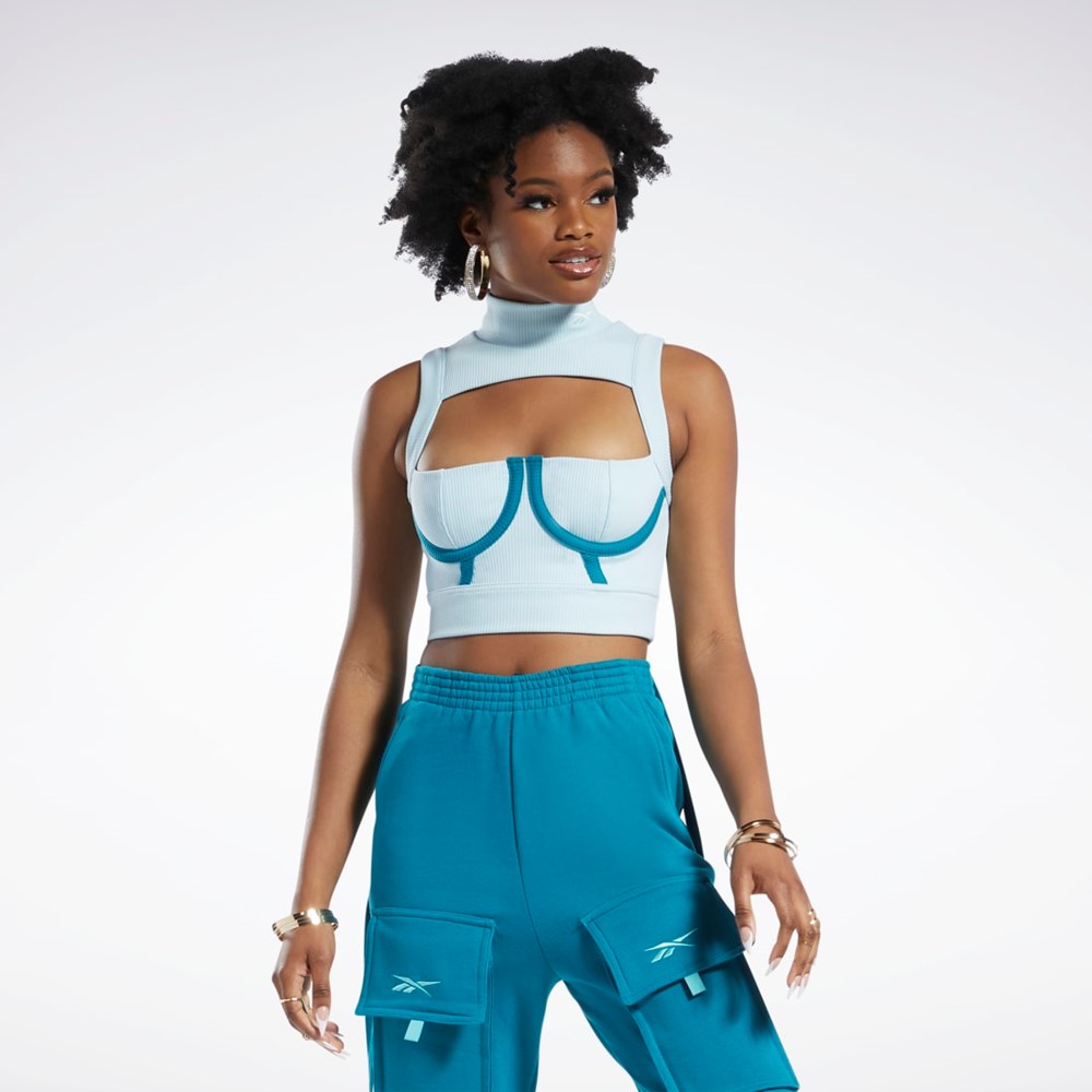 Reebok Cardi B Crop Top Blå | OZDEXC-379