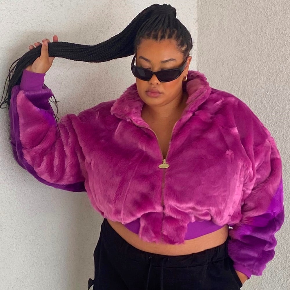 Reebok Cardi B Fur Ombre Jacket (Unisex) Ultraberry | KTWPHU-352