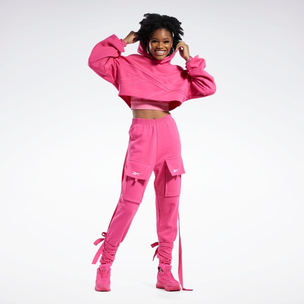 Reebok Cardi B Knit Hoodie Rosa Rosa | BXFLIY-042