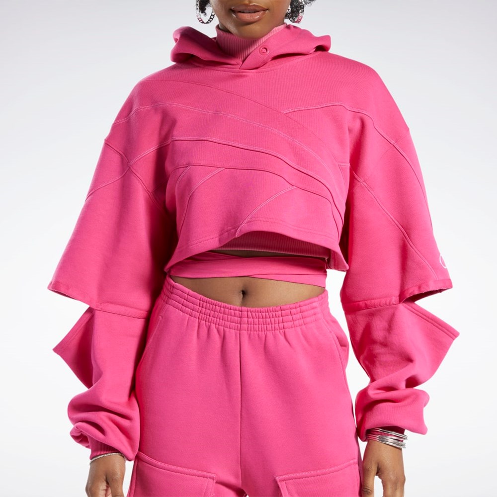 Reebok Cardi B Knit Hoodie Rosa Rosa | BXFLIY-042