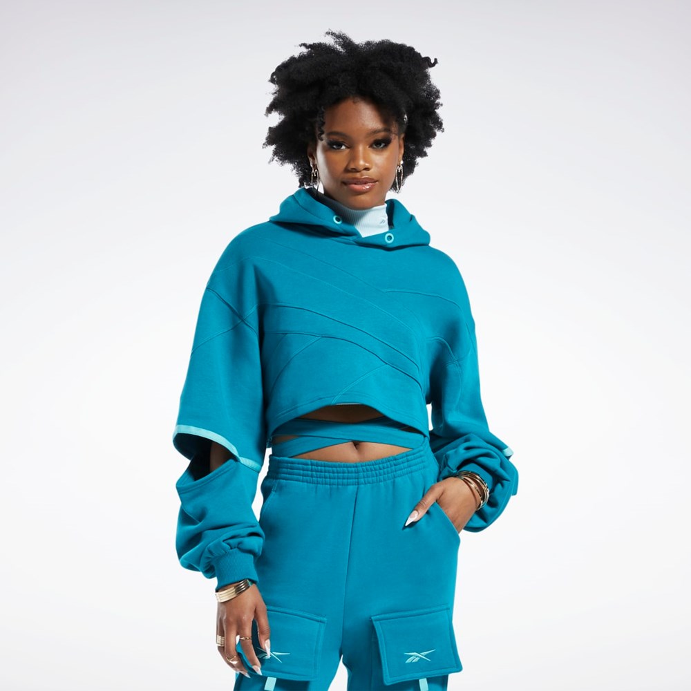 Reebok Cardi B Knit Hoodie Seaport Teal / Seaport Teal | OUZDNP-946