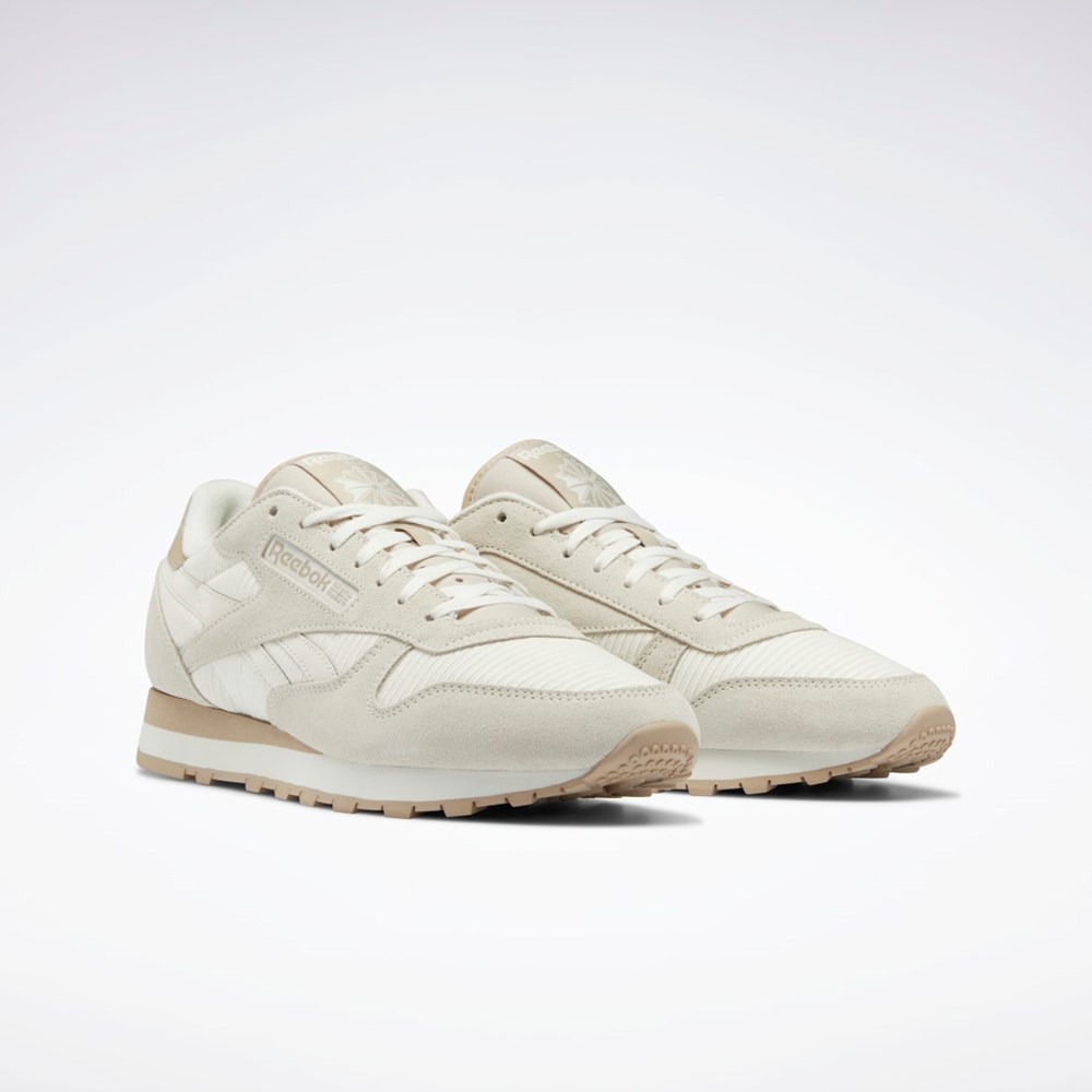 Reebok Classic Leather Shoes Beige | WUIEKL-201