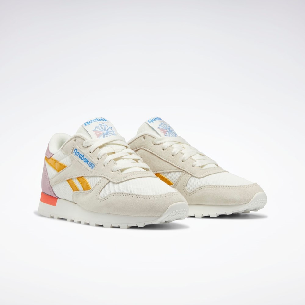 Reebok Classic Leather Shoes Chalk / Bright Ochre / Infused Lilac | KSOJZG-705