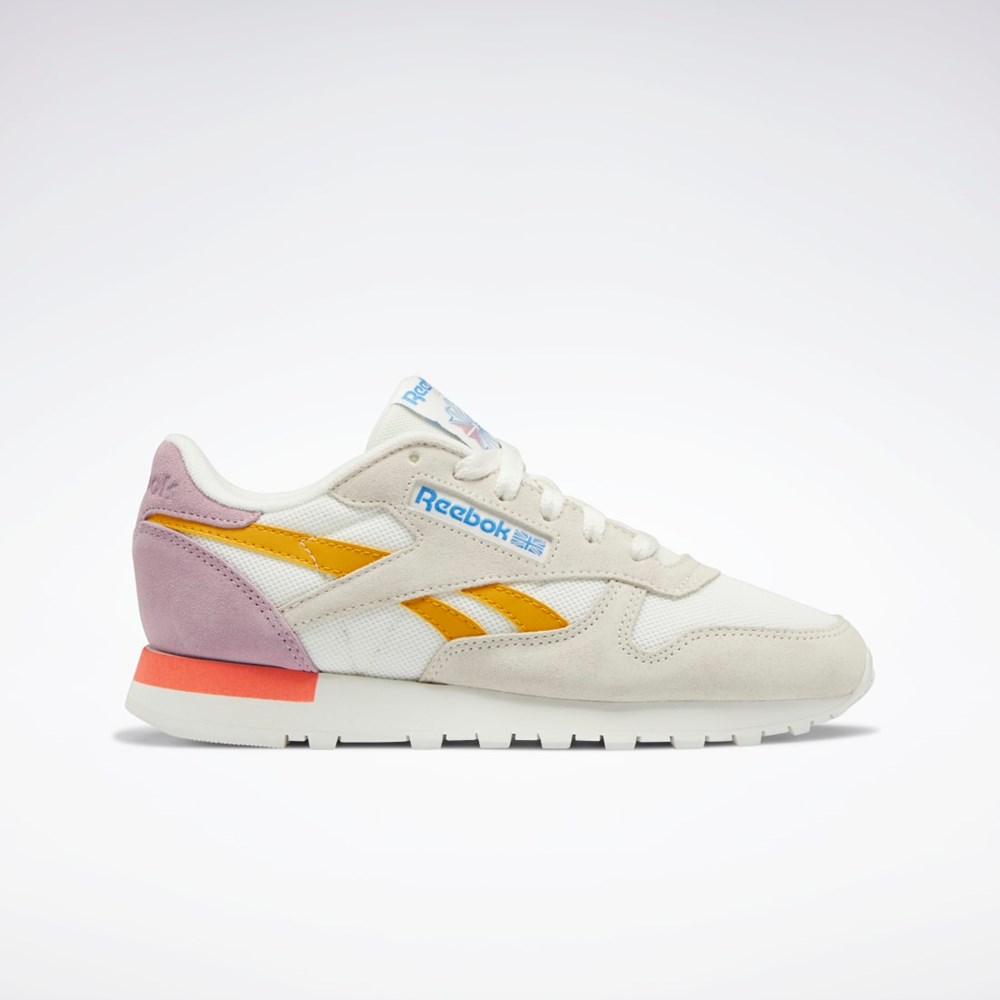 Reebok Classic Leather Shoes Chalk / Bright Ochre / Infused Lilac | KSOJZG-705