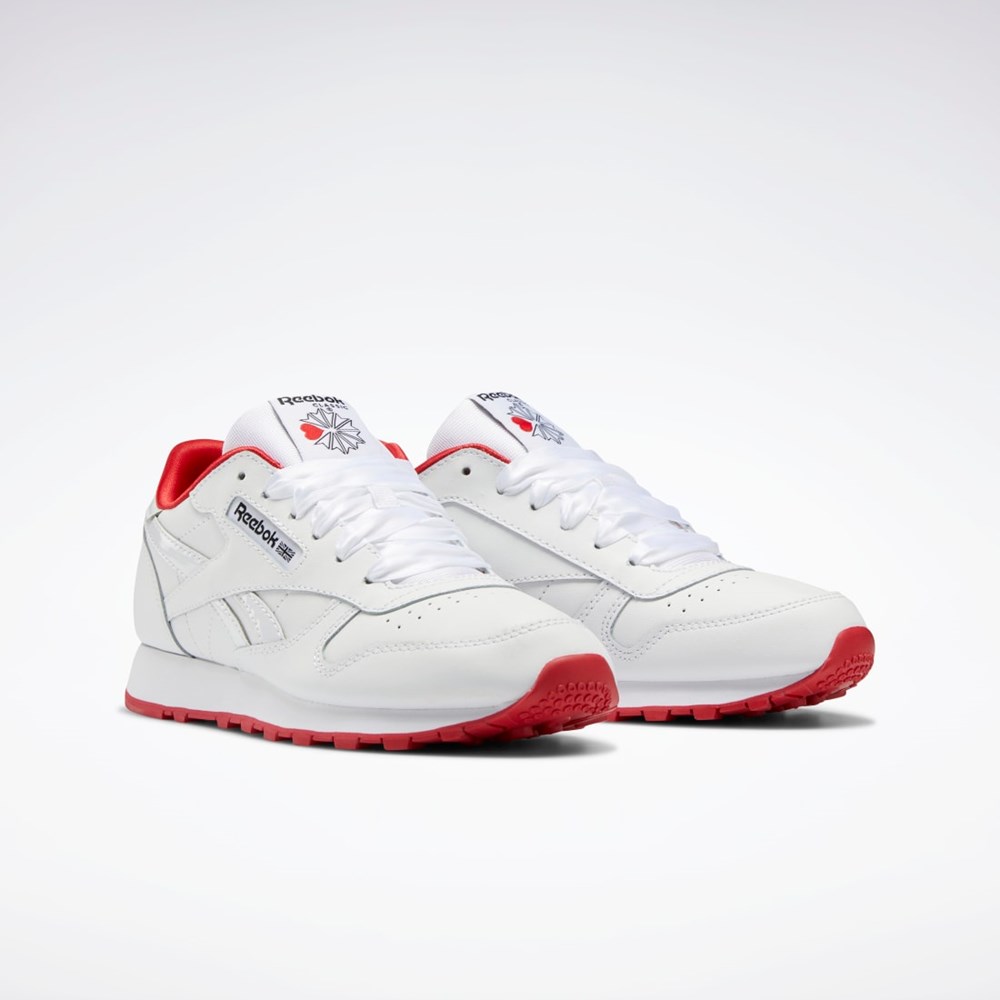 Reebok Classic Leather Shoes - Grade School Hvite Hvite Rød | FKBPRW-892