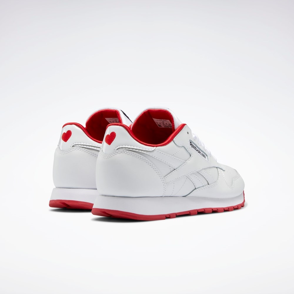 Reebok Classic Leather Shoes - Grade School Hvite Hvite Rød | FKBPRW-892