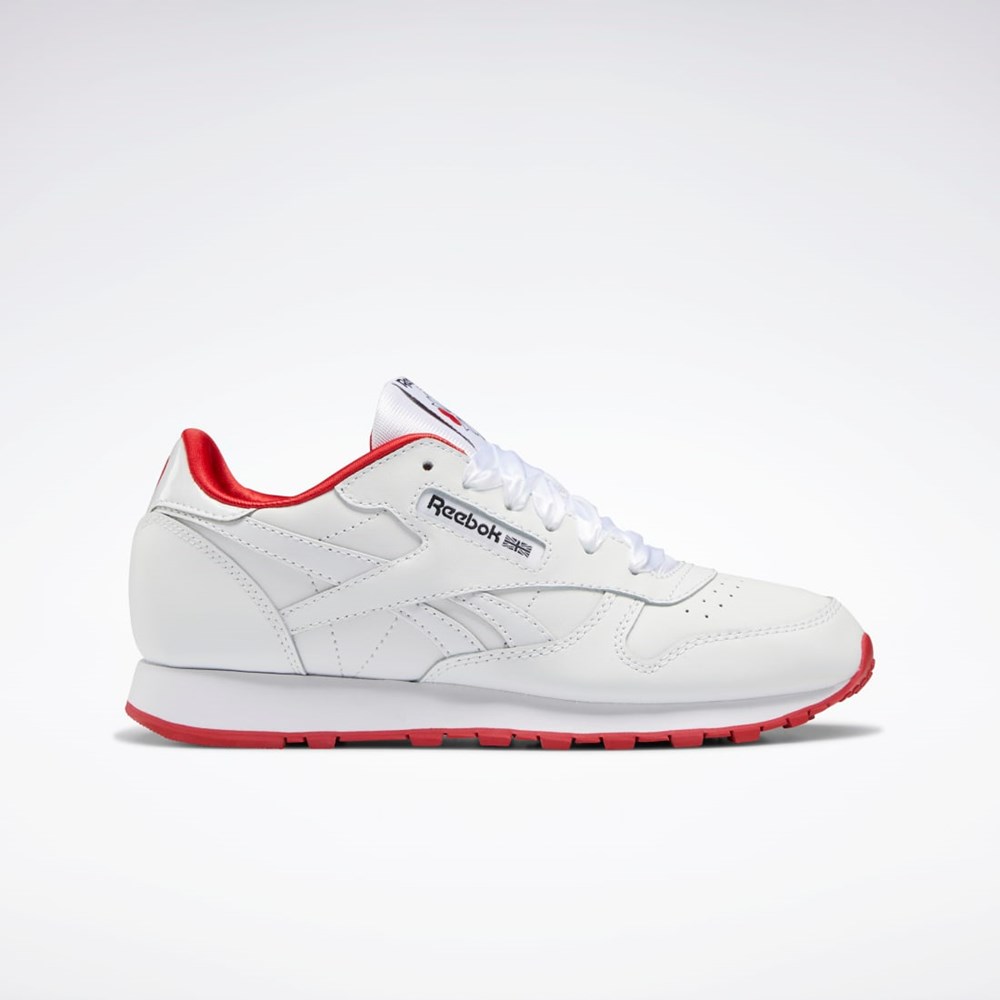 Reebok Classic Leather Shoes - Grade School Hvite Hvite Rød | FKBPRW-892