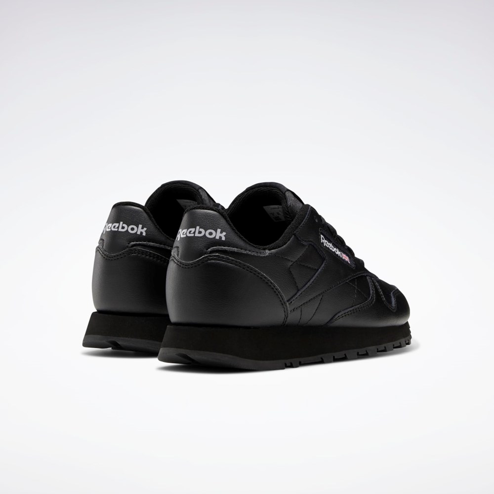 Reebok Classic Leather Shoes - Grade School Svarte Svarte Svarte | ZKAXMN-253