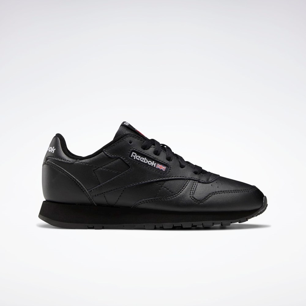 Reebok Classic Leather Shoes - Grade School Svarte Svarte Svarte | ZKAXMN-253