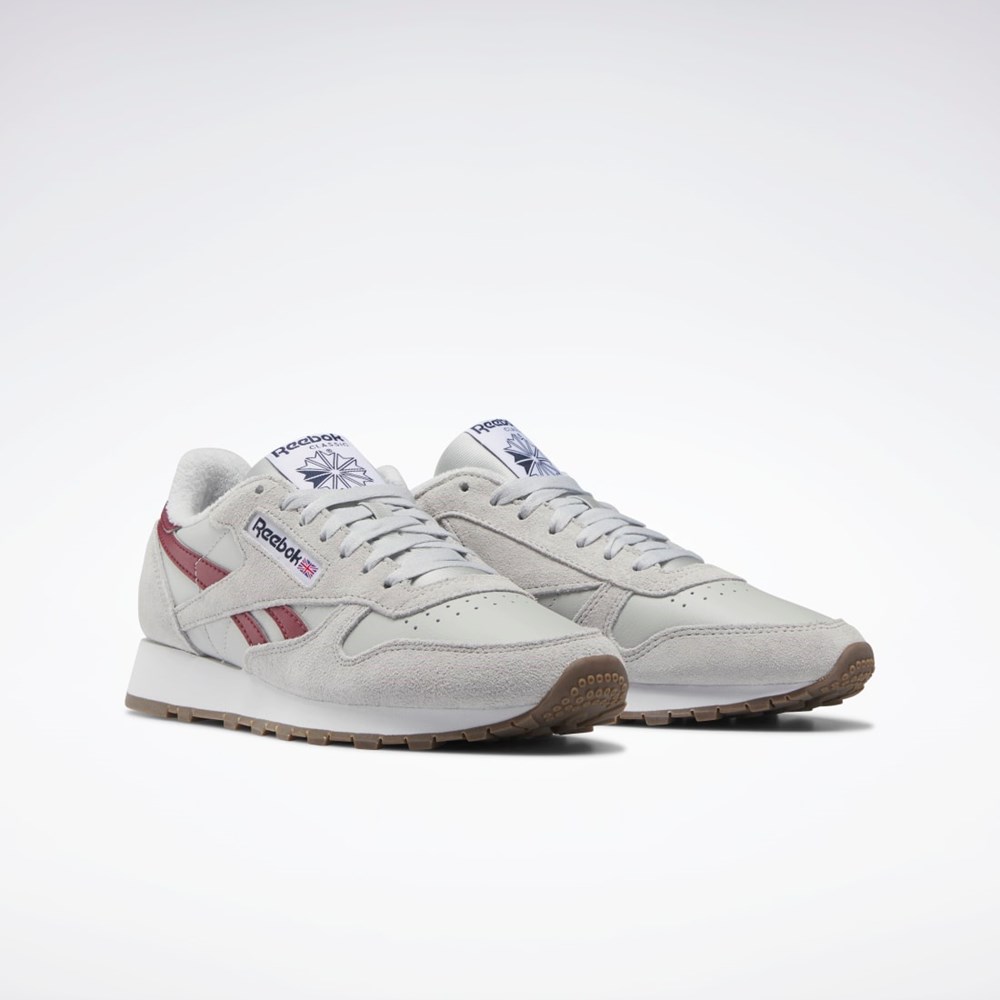 Reebok Classic Leather Shoes Grå Grå Burgunder | XEGBDQ-763