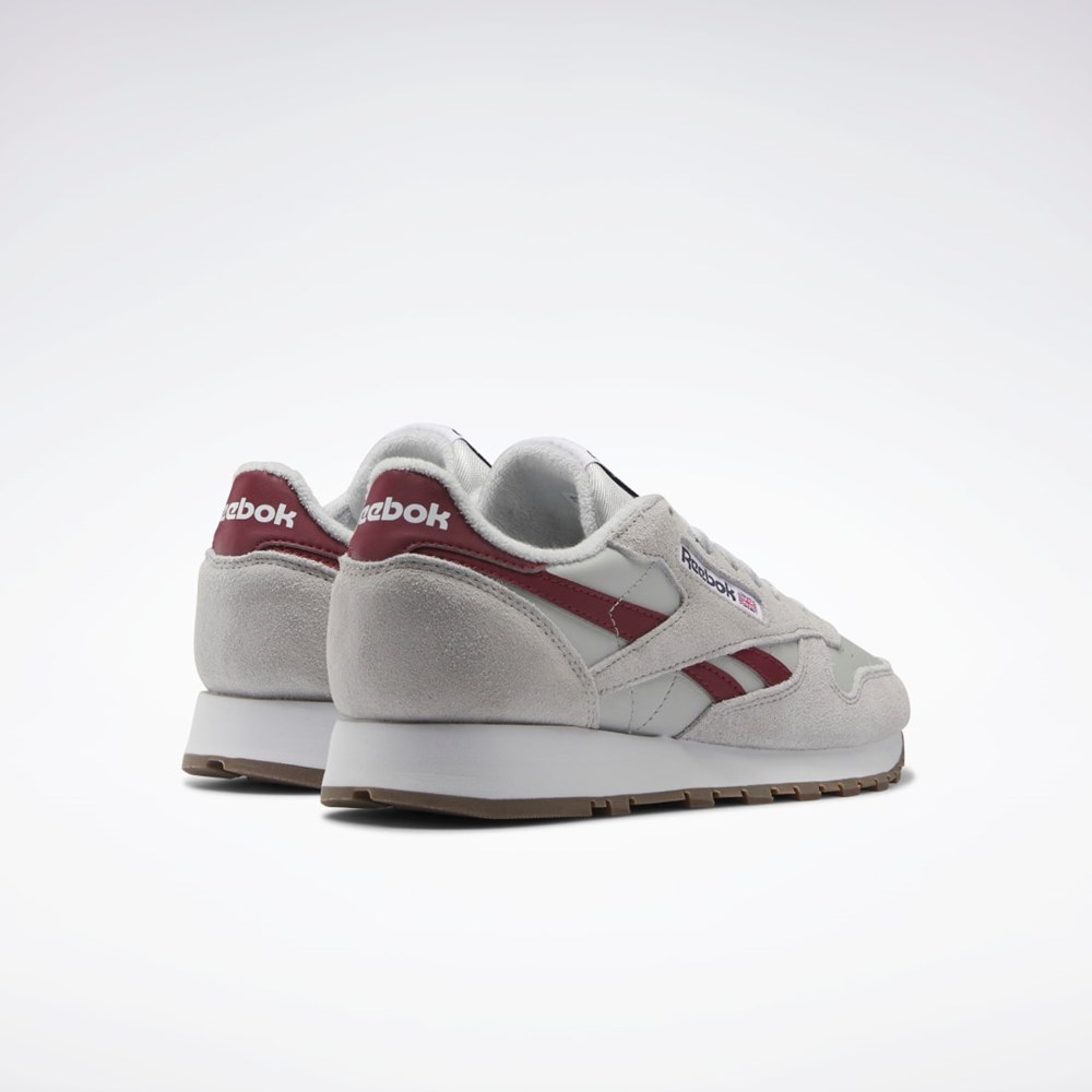 Reebok Classic Leather Shoes Grå Grå Burgunder | XEGBDQ-763