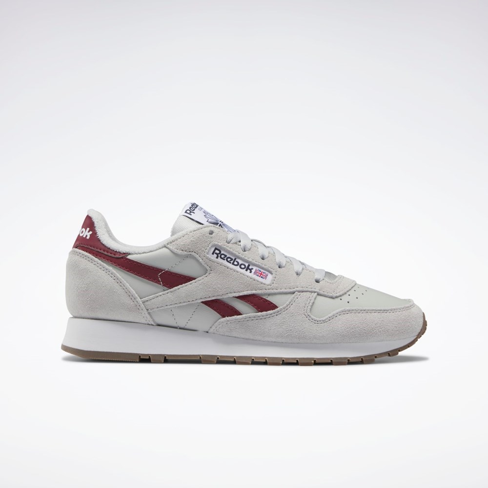 Reebok Classic Leather Shoes Grå Grå Burgunder | XEGBDQ-763