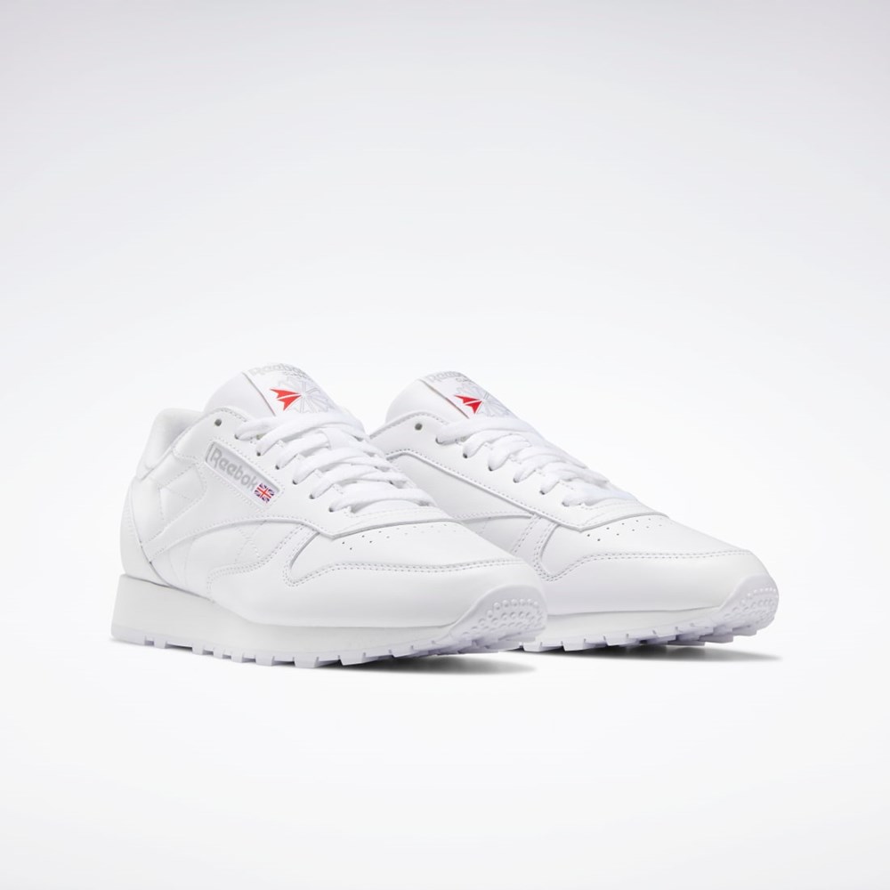 Reebok Classic Leather Shoes Hvite Hvite Grå | YLTXUW-156