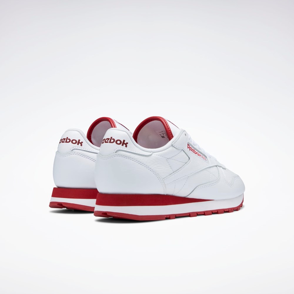 Reebok Classic Leather Shoes Hvite Rød Hvite | ICNRAW-639