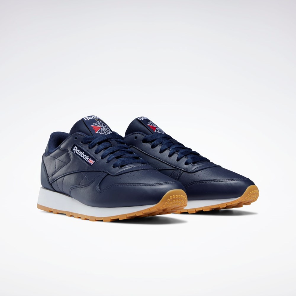 Reebok Classic Leather Shoes Marineblå Hvite | XHNSZO-269