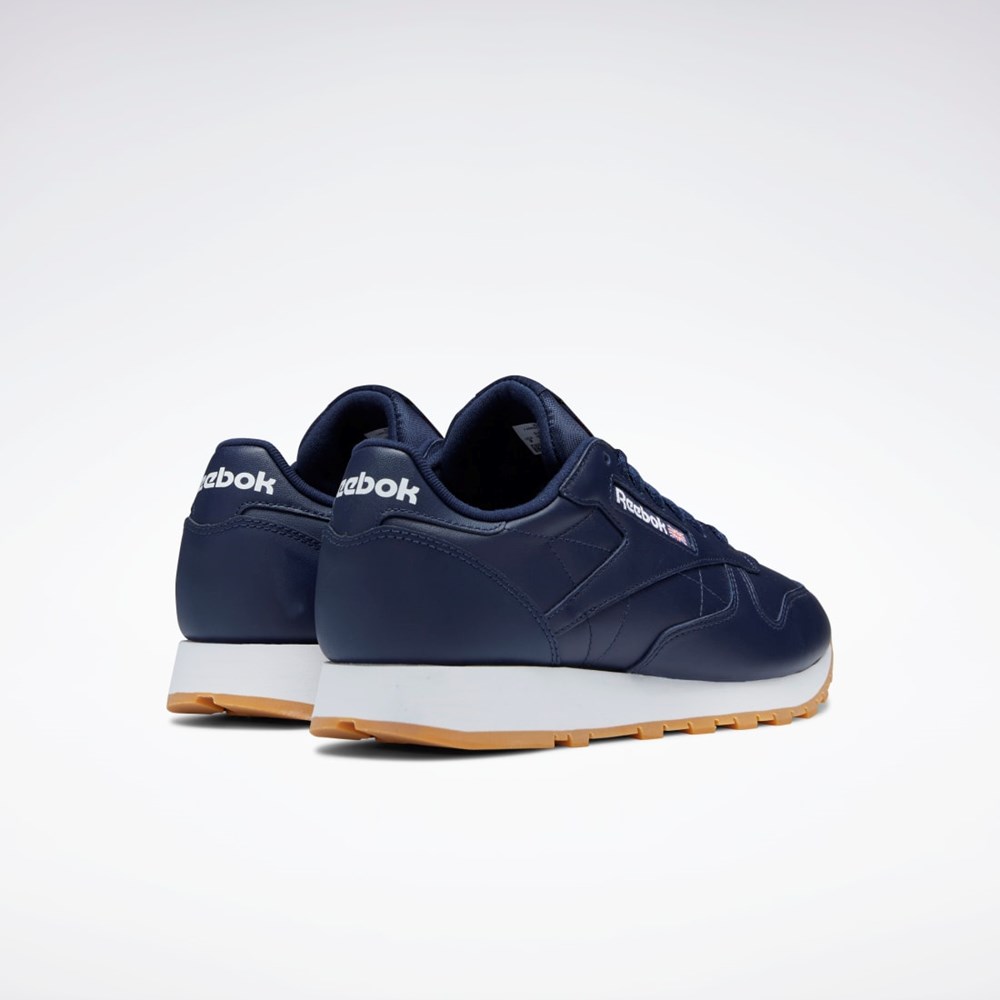 Reebok Classic Leather Shoes Marineblå Hvite | XHNSZO-269