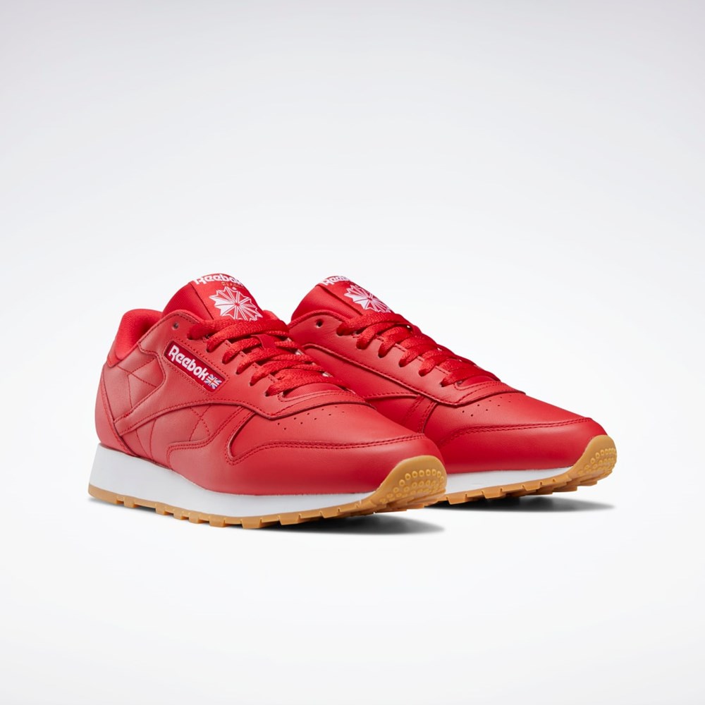 Reebok Classic Leather Shoes Rød Hvite | MOXPFW-124