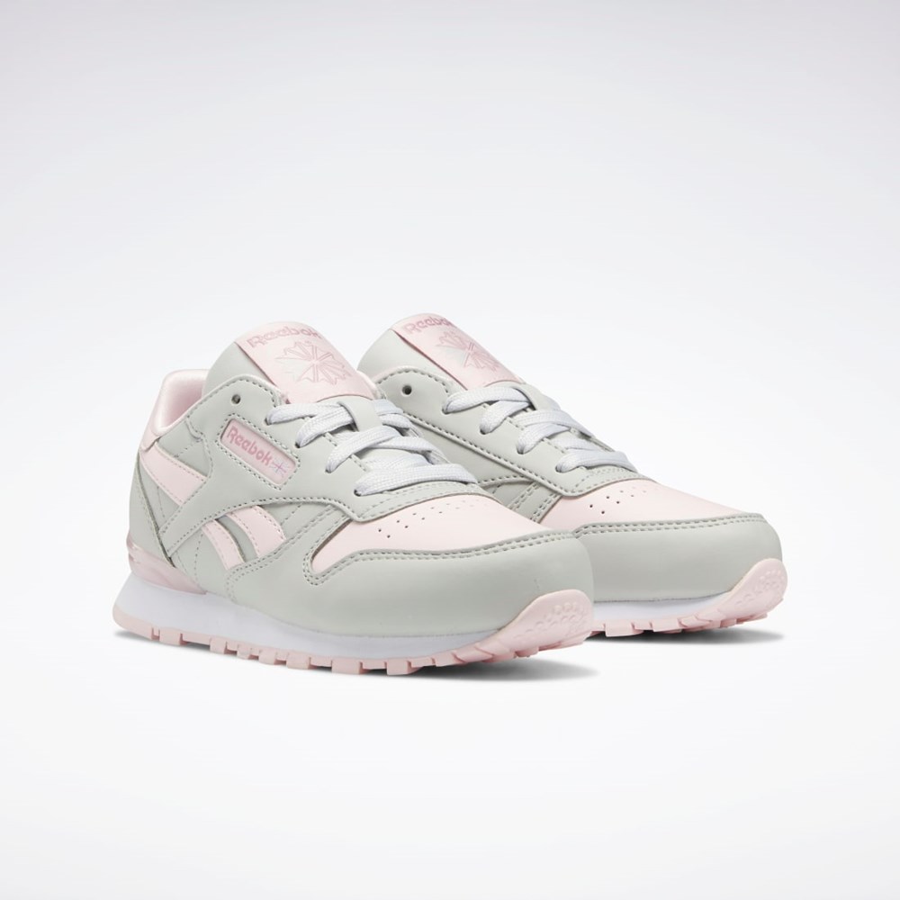 Reebok Classic Leather Step 'n' Flash Shoes - Preschool Grå Grå Rosa | EYNKFL-381