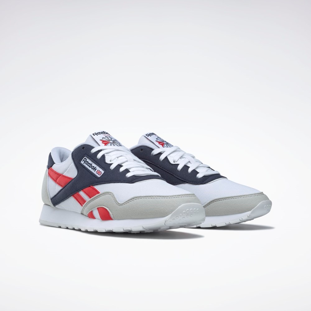 Reebok Classic Nylon Shoes Hvite Marineblå Rød | QYDIRU-028