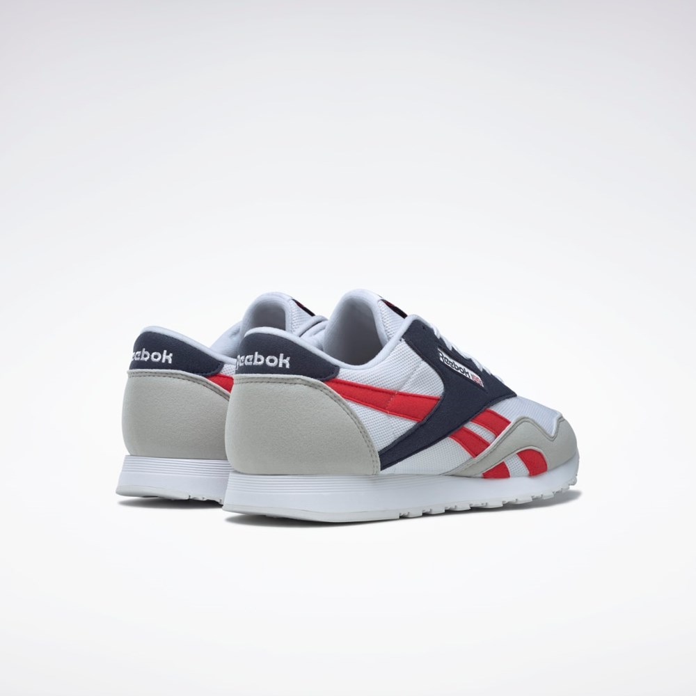 Reebok Classic Nylon Shoes Hvite Marineblå Rød | QYDIRU-028