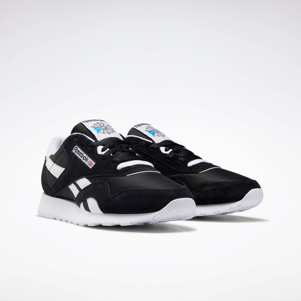 Reebok Classic Nylon Shoes Svarte Svarte Hvite | JVGRQB-967