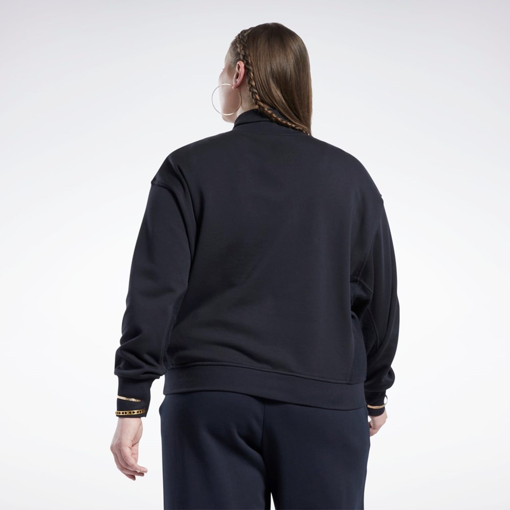 Reebok Classics Bomull French Terry Sweatshirt (Plus Size) Svarte | BTKYDH-760