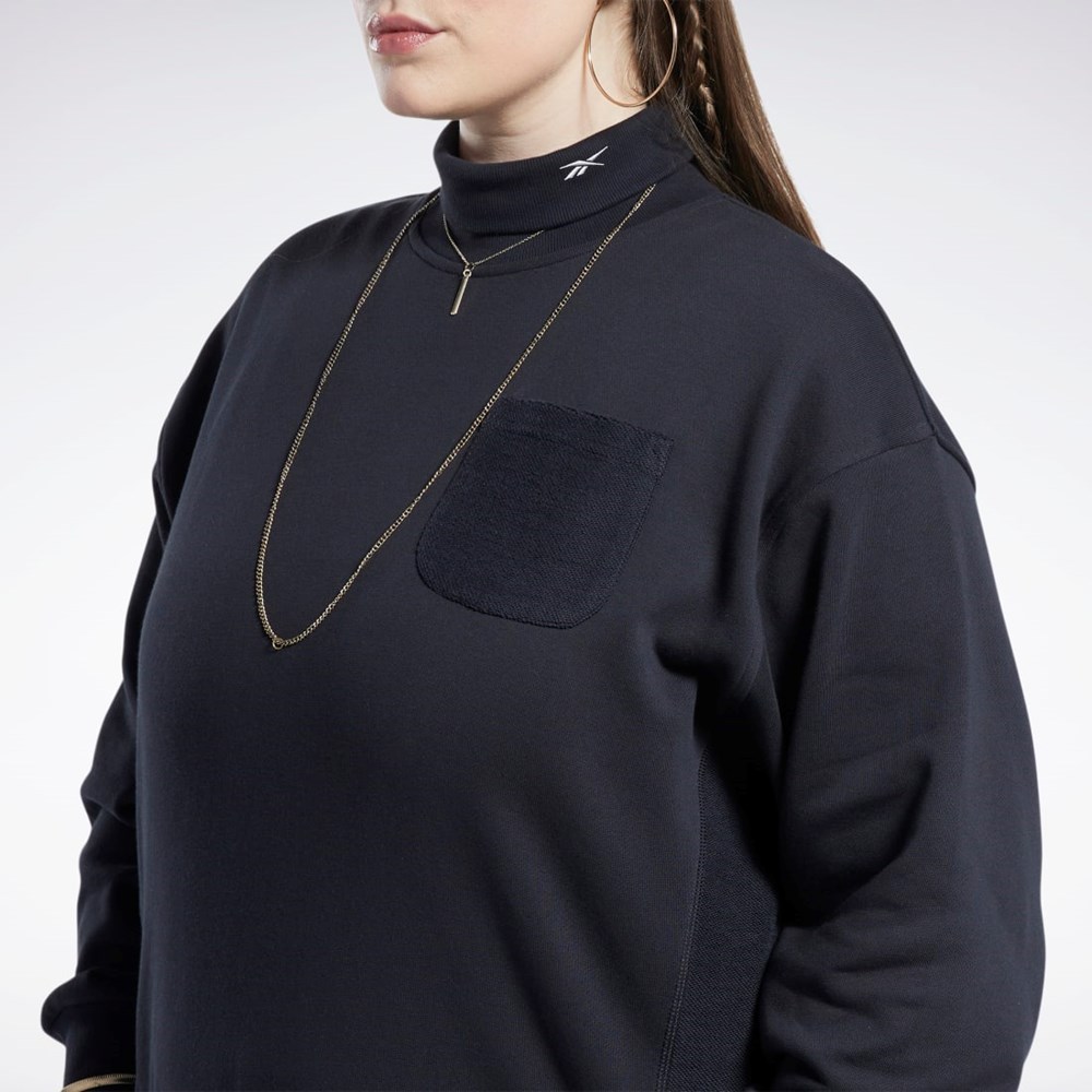 Reebok Classics Bomull French Terry Sweatshirt (Plus Size) Svarte | BTKYDH-760