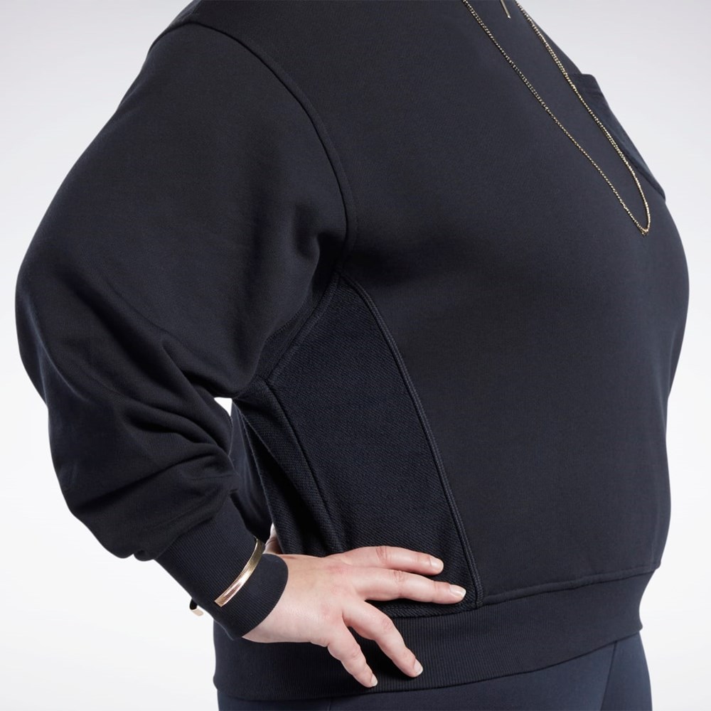 Reebok Classics Bomull French Terry Sweatshirt (Plus Size) Svarte | BTKYDH-760