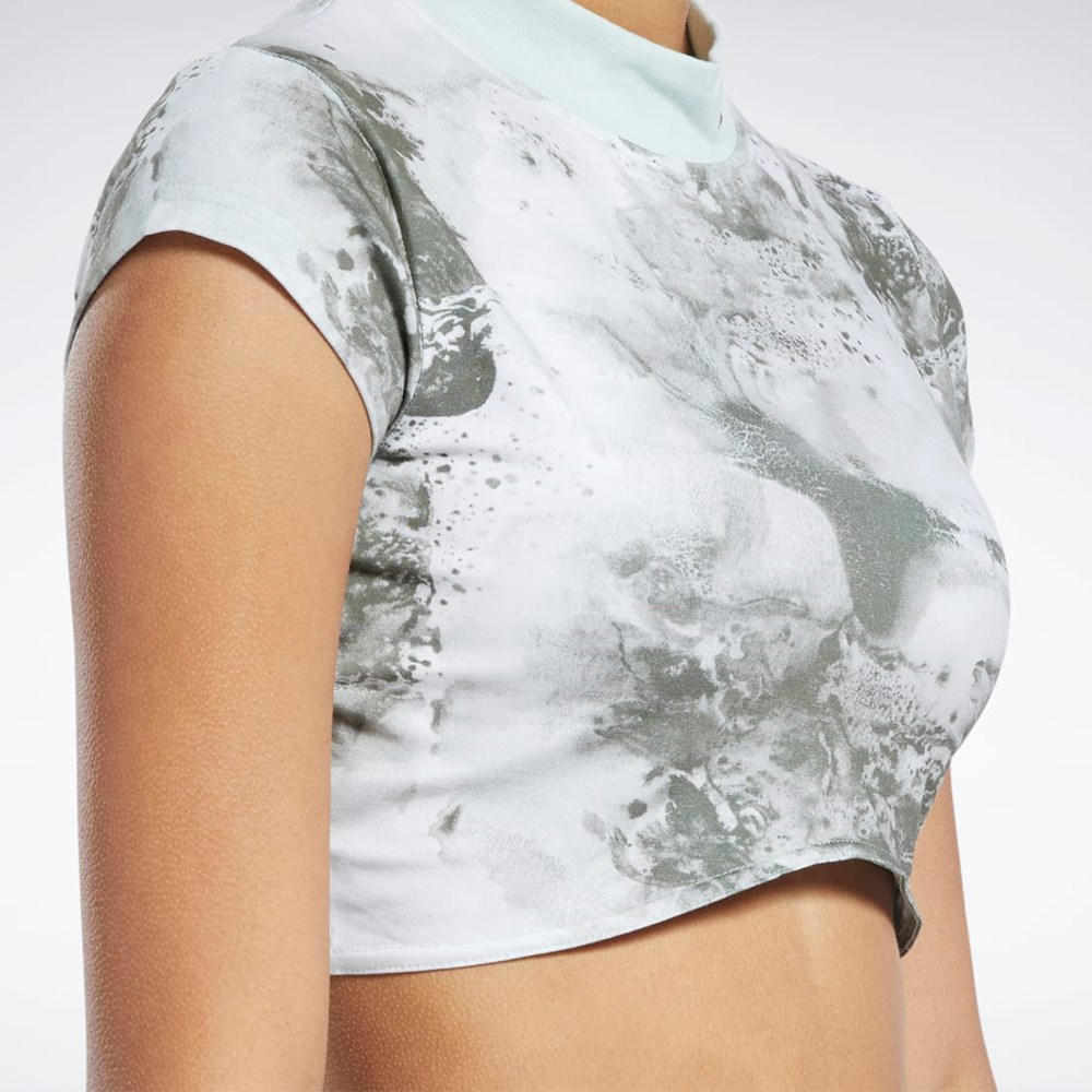 Reebok Classics Cloud Splatter-Print Kort Sleeve Cropped T-Shirt Lyse | SKYEVA-271