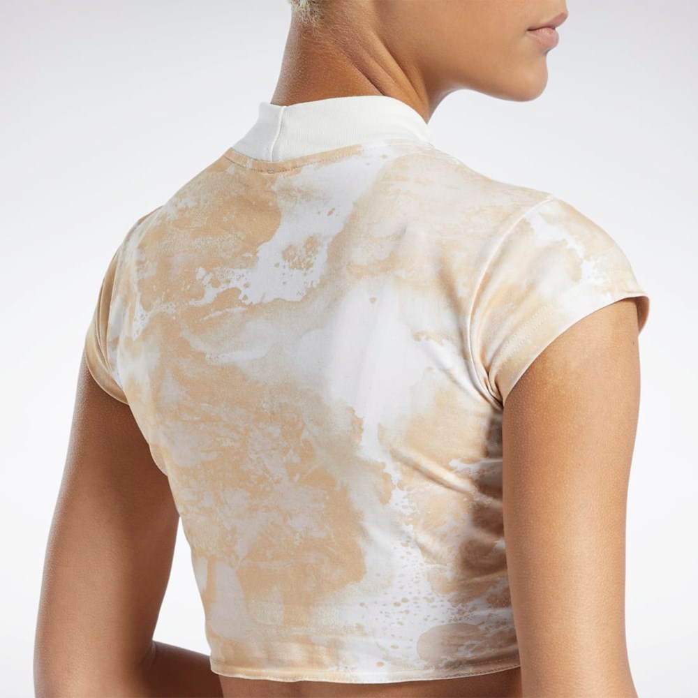 Reebok Classics Cloud Splatter-Print Kort Sleeve Cropped T-Shirt Stucco | SNFRQE-760