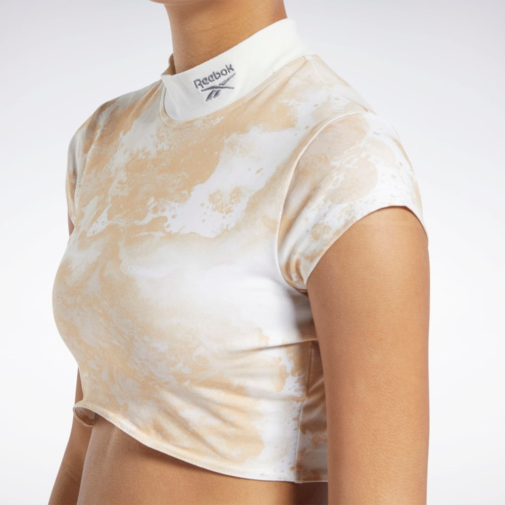 Reebok Classics Cloud Splatter-Print Kort Sleeve Cropped T-Shirt Stucco | SNFRQE-760