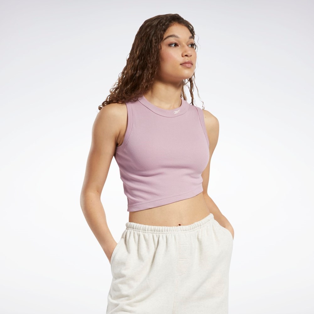 Reebok Classics Cropped Ribbet Tank Top Infused Lilac | NWBAOI-931