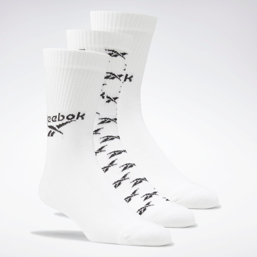 Reebok Classics Fold-Over Crew Socks 3 Pairs Hvite | BKJECG-051