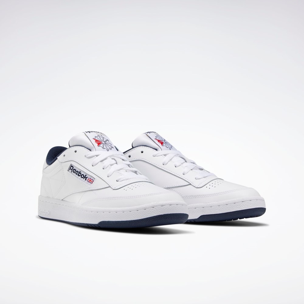 Reebok Club C 85 Shoes Hvite Marineblå | NGVOLW-892