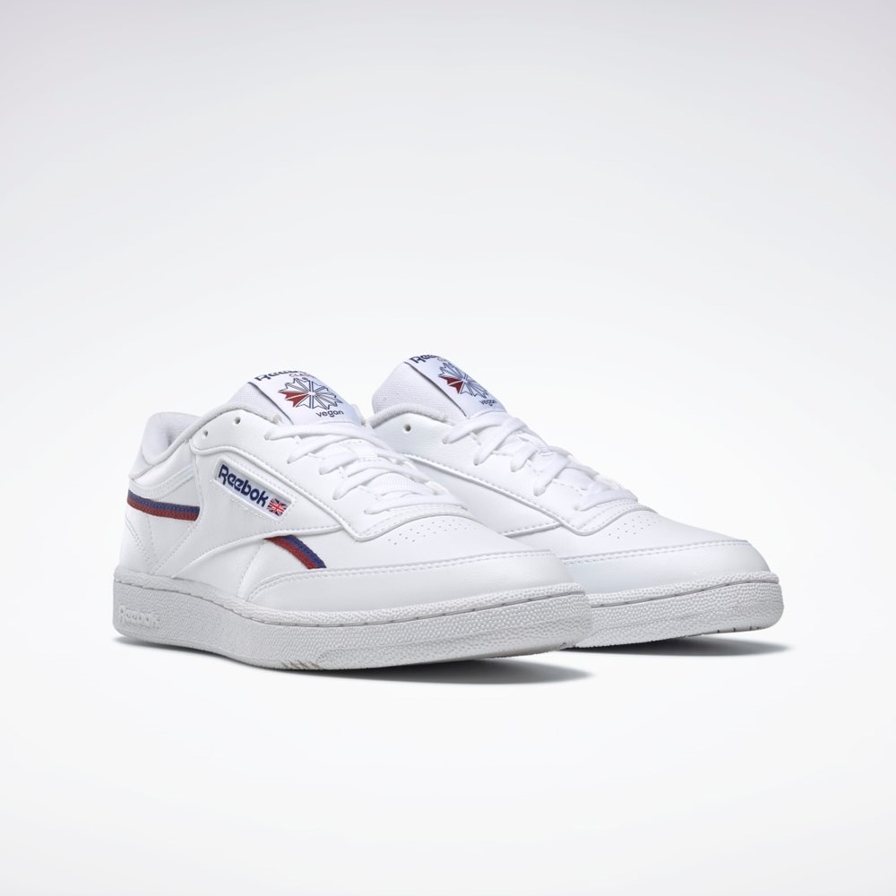 Reebok Club C 85 Veganske Shoes Hvite Burgunder | ZCVOGI-614