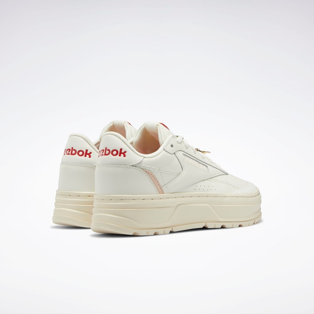 Reebok Club C Double GEO Shoes Chalk / Alabaster / Soft Ecru | GNOXUY-418