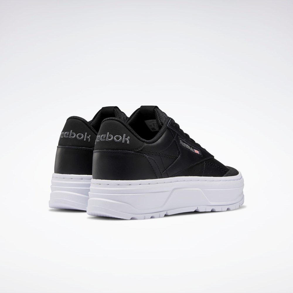 Reebok Club C Double GEO Shoes Svarte Svarte Hvite | MGYUXF-643